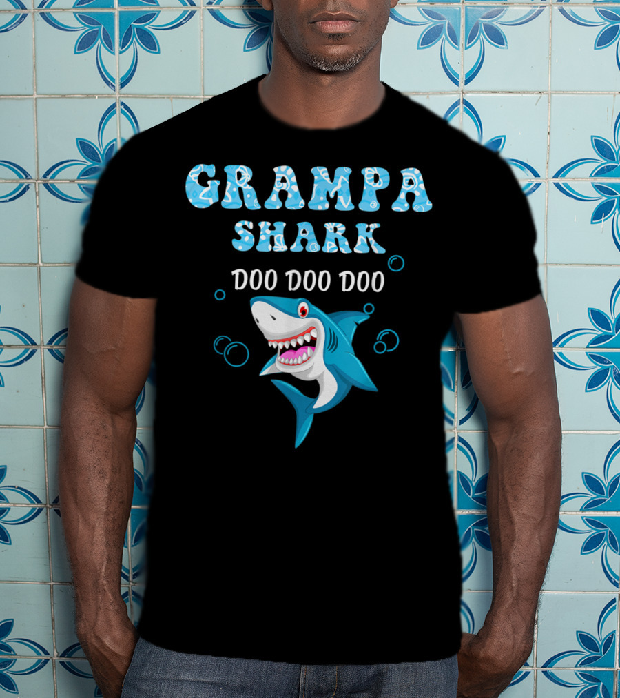 Grampa Shark Doo Doo Doo Playful Cartoon Shark T-Shirt
