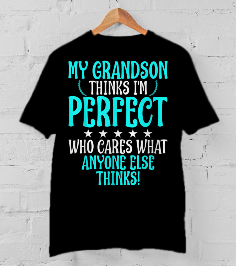 My Grandson Thinks I'm Perfect Who Cares What Anyone Else Thinks T-Shirt
