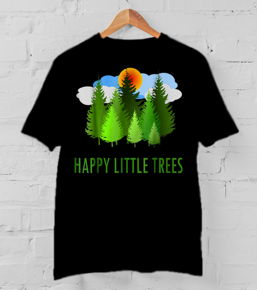 Happy Little Trees Bob Style Forest Sun And Clouds T-Shirt