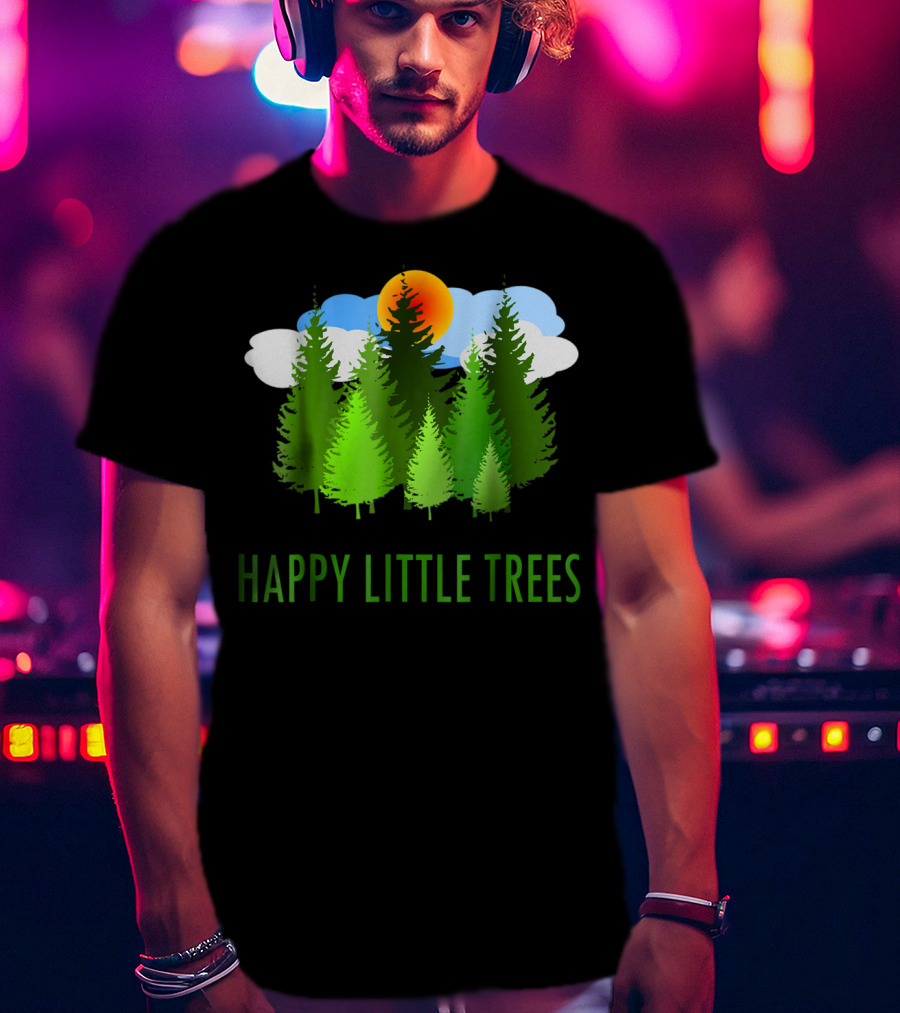 Happy Little Trees Bob Style Forest Sun And Clouds T-Shirt