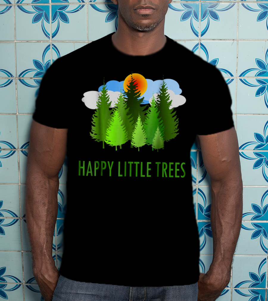 Happy Little Trees Bob Style Forest Sun And Clouds T-Shirt
