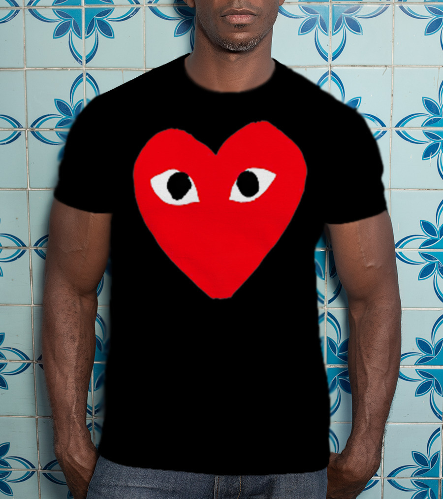 Heart For Comme Lovely In The Des - Comme Des Garçons Inspired Red Heart With Eyes T-Shirt