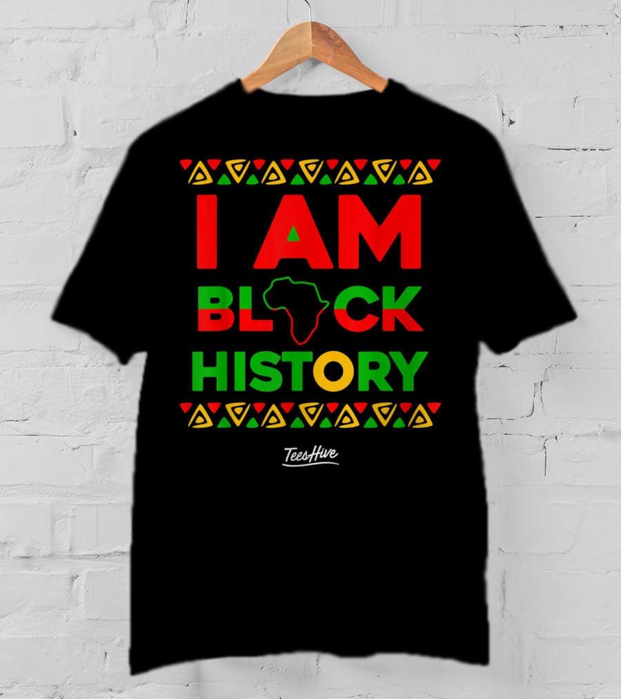 I Am Black History African American Black Pride Africa Map TeesHive T-Shirt