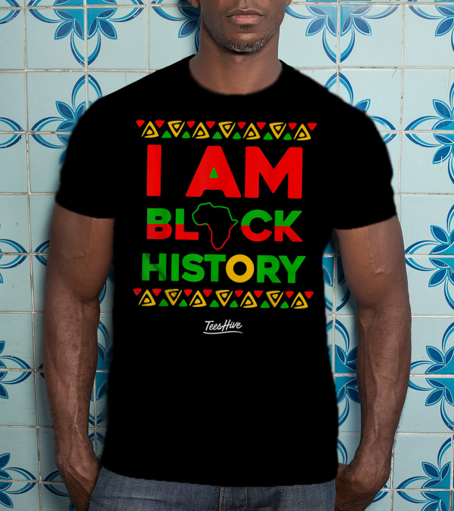 I Am Black History African American Black Pride Africa Map TeesHive T-Shirt