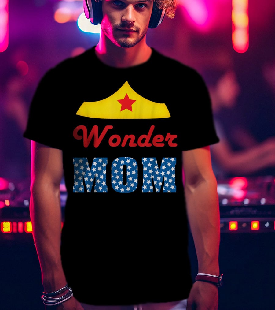 I Love My Wonder Mom Superhero Star Crown T-Shirt