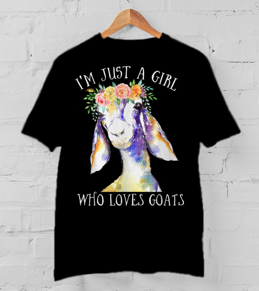 I'm Just A Girl Who Loves Goats Floral Paint Flower Crown T-Shirt