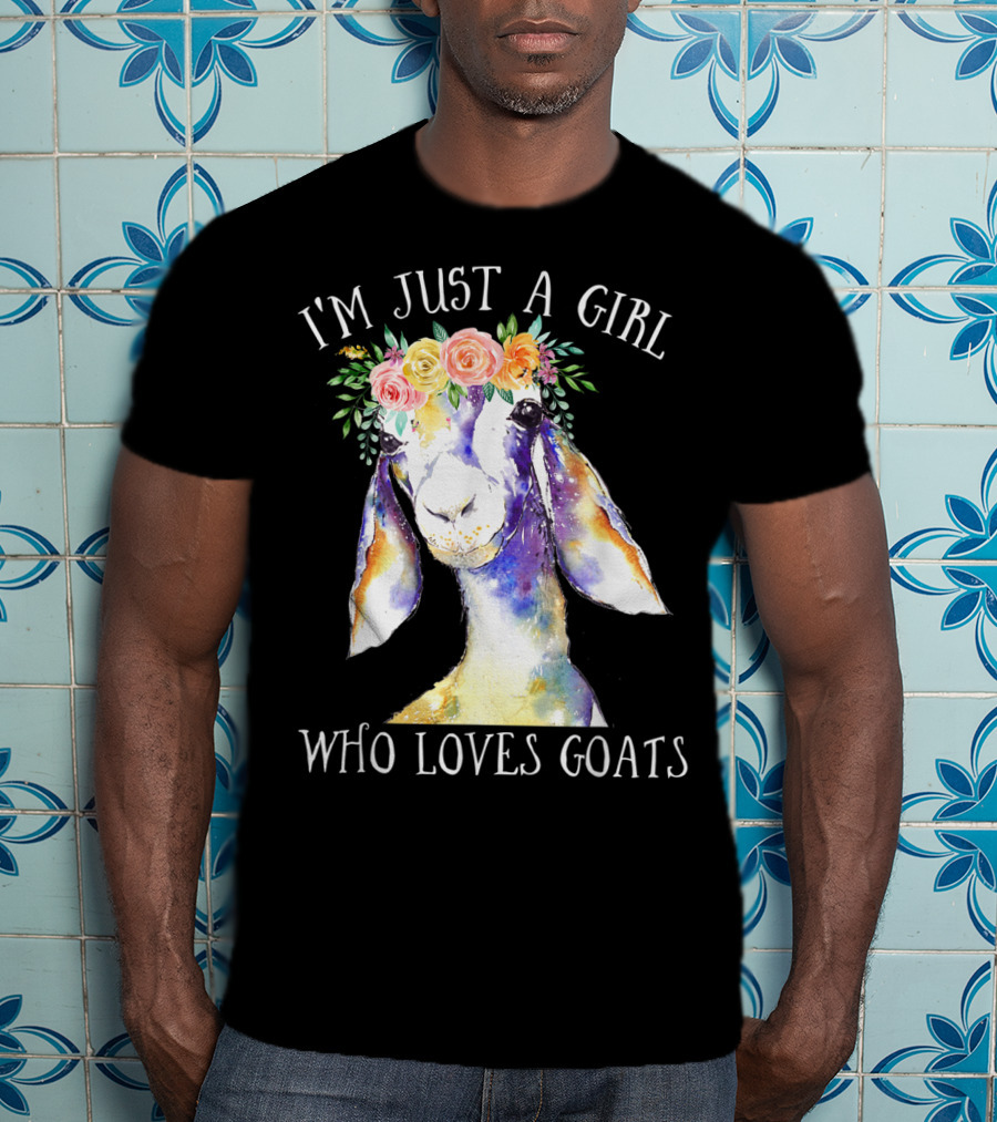 I'm Just A Girl Who Loves Goats Floral Paint Flower Crown T-Shirt