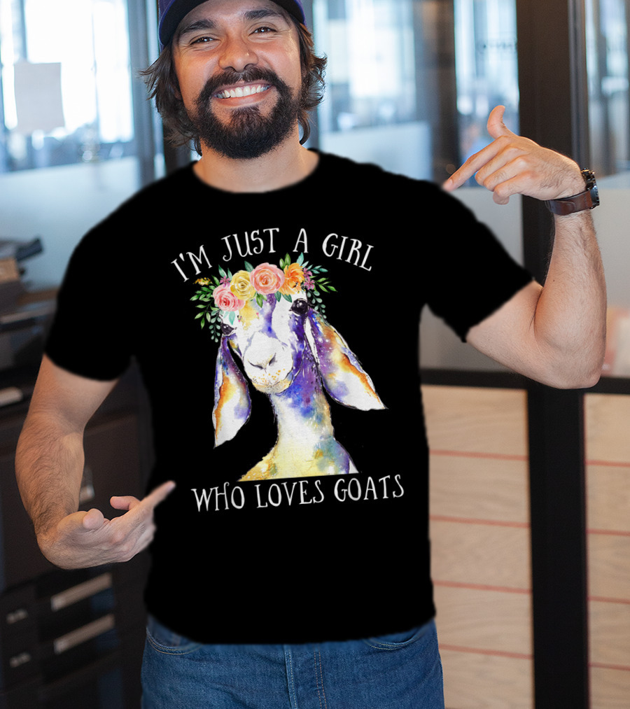 I'm Just A Girl Who Loves Goats Floral Paint Flower Crown T-Shirt
