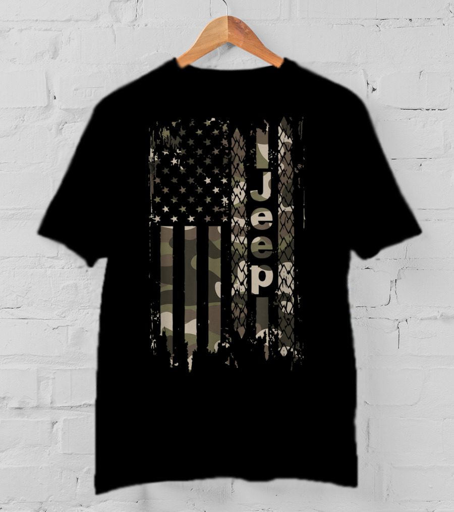 Jeep Camo American Flag Jeep T-Shirt