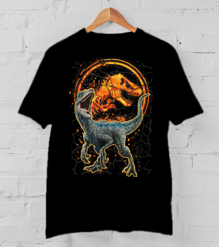 Jurassic World Blue Raptor With Magma T-Rex T-Shirt