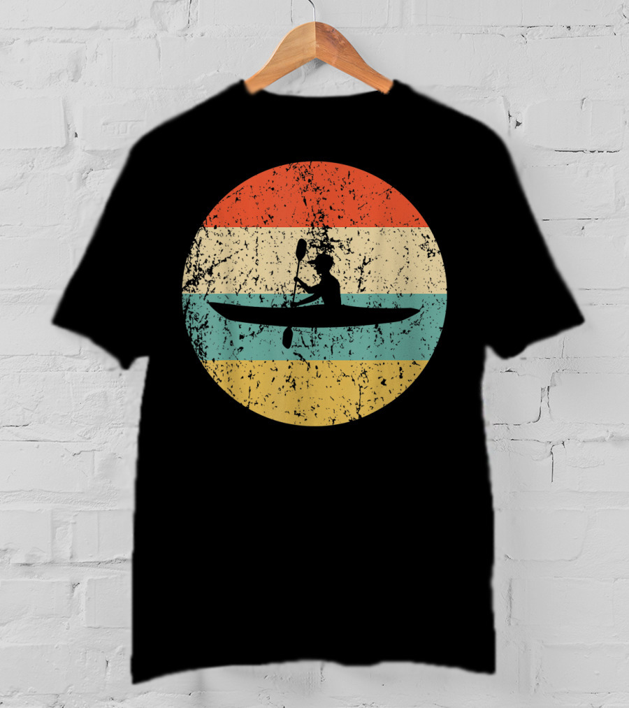 Kayaking Vintage Kayak Retro Silhouette Paddle Adventure T-Shirt