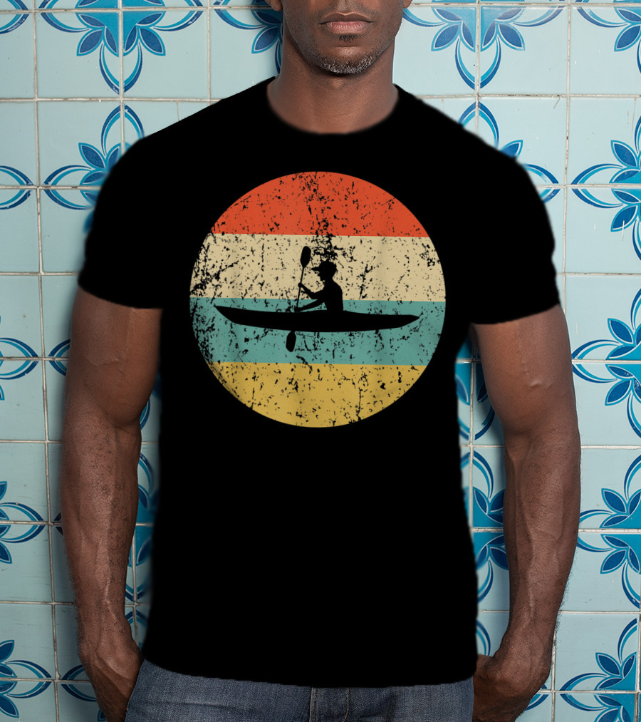 Kayaking Vintage Kayak Retro Silhouette Paddle Adventure T-Shirt