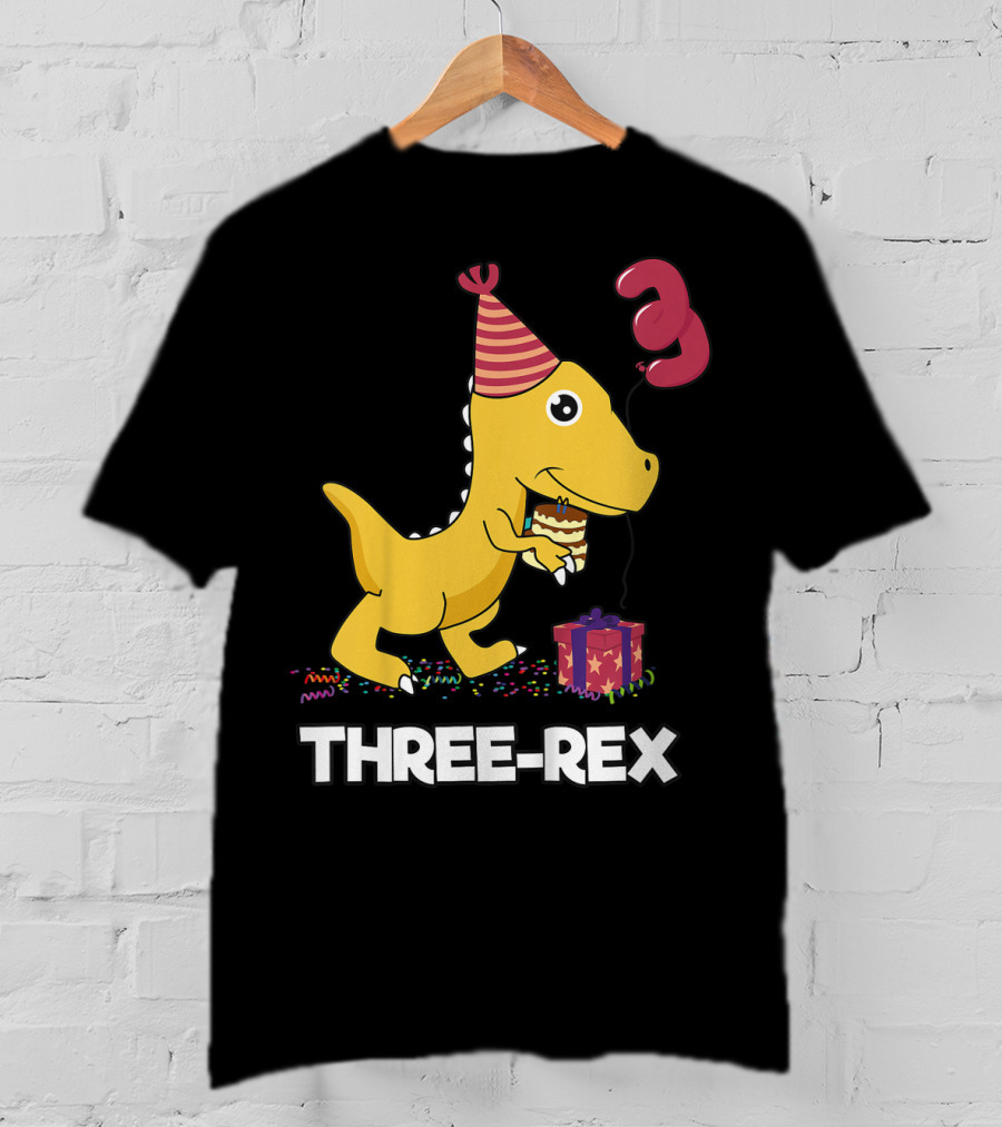 Three-Rex 3 Year Old Birthday Boy Dinosaur T-Shirt