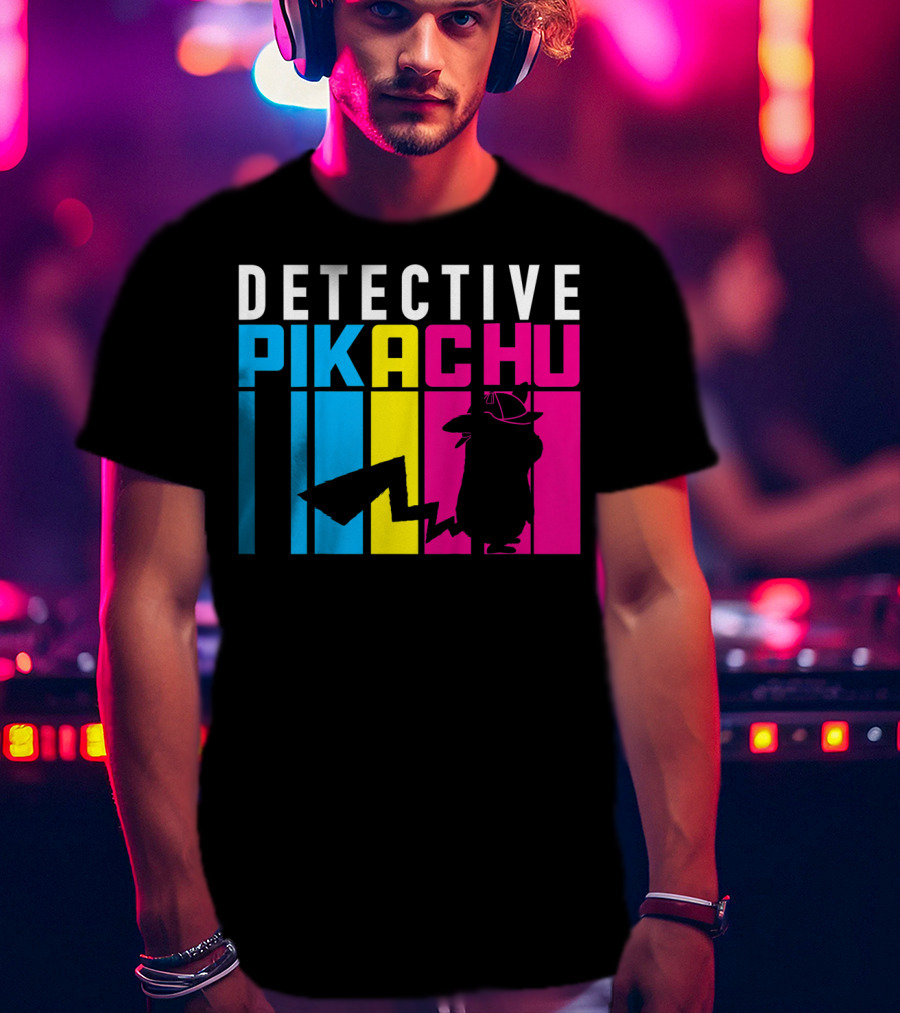 Detective Pikachu Silhouette Color Blocks Kids Pikachu T-Shirt