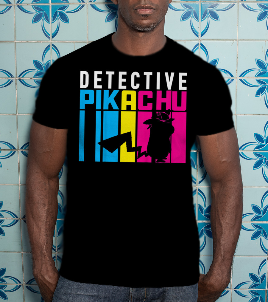 Detective Pikachu Silhouette Color Blocks Kids Pikachu T-Shirt