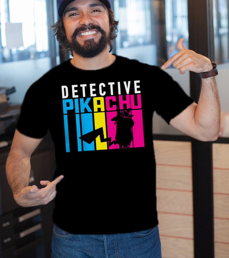 Detective Pikachu Silhouette Color Blocks Kids Pikachu T-Shirt