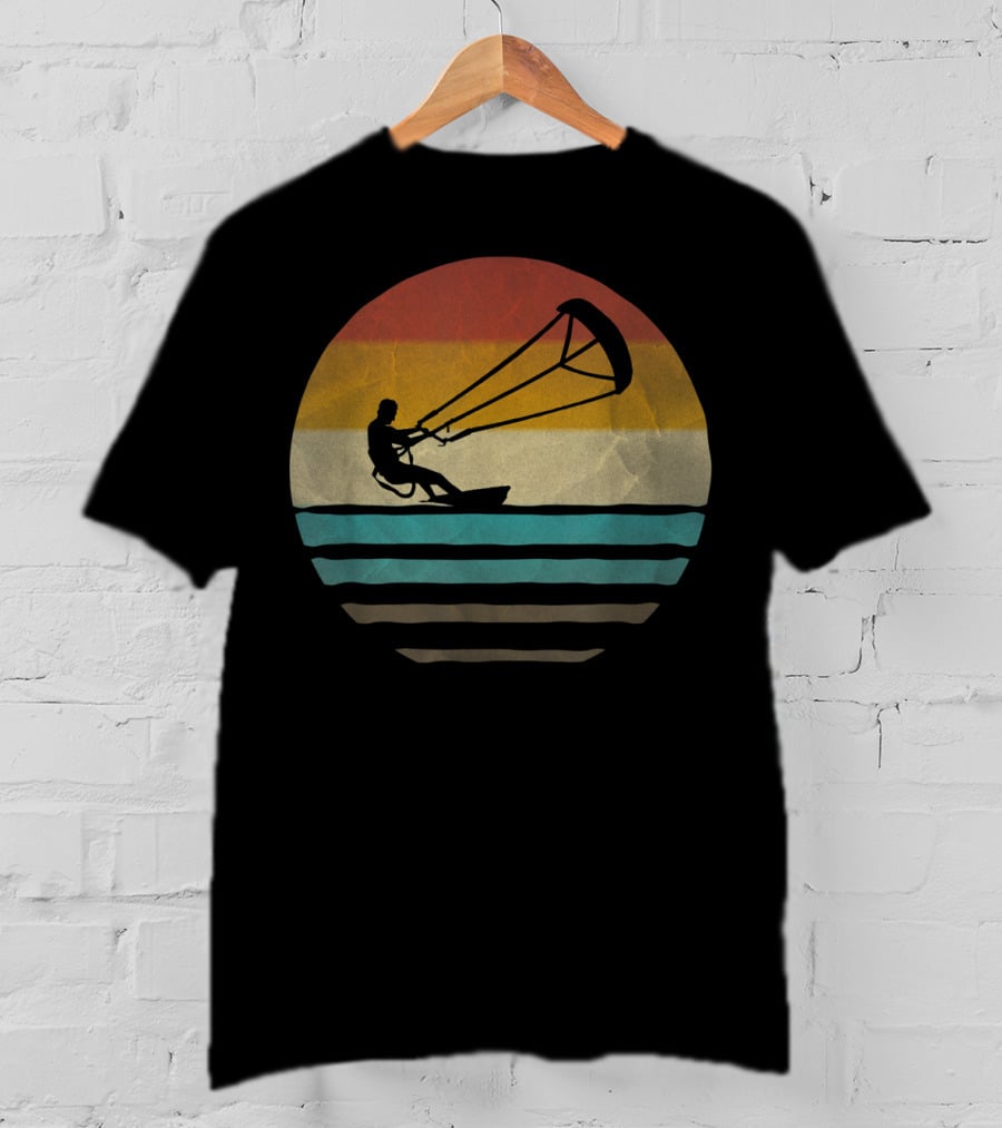 Kiteboarding Vintage Distre Sunset Retro Stripes T-Shirt