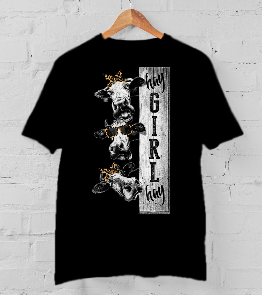 Leopard Bandana Cow Hay Girl Hay Heifer Trio T-Shirt