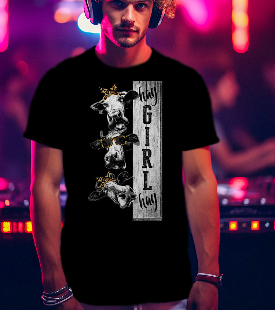 Leopard Bandana Cow Hay Girl Hay Heifer Trio T-Shirt