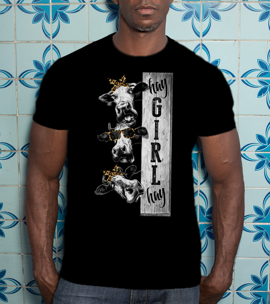Leopard Bandana Cow Hay Girl Hay Heifer Trio T-Shirt