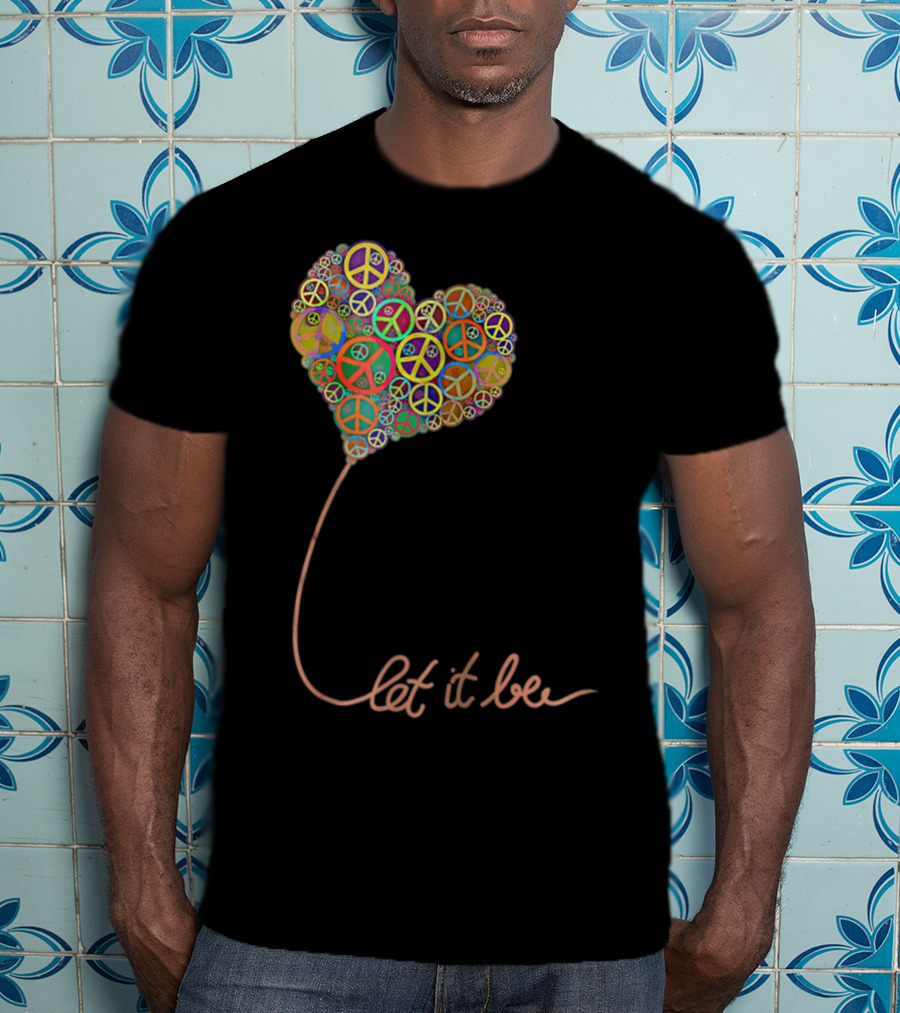 Let It Be Peace Symbol Heart Flowers T-Shirt