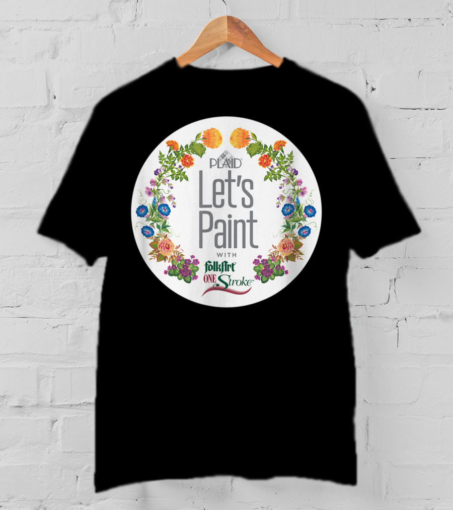 PLAID Let's Paint With FolkArt One Stroke Floral Circle T-Shirt