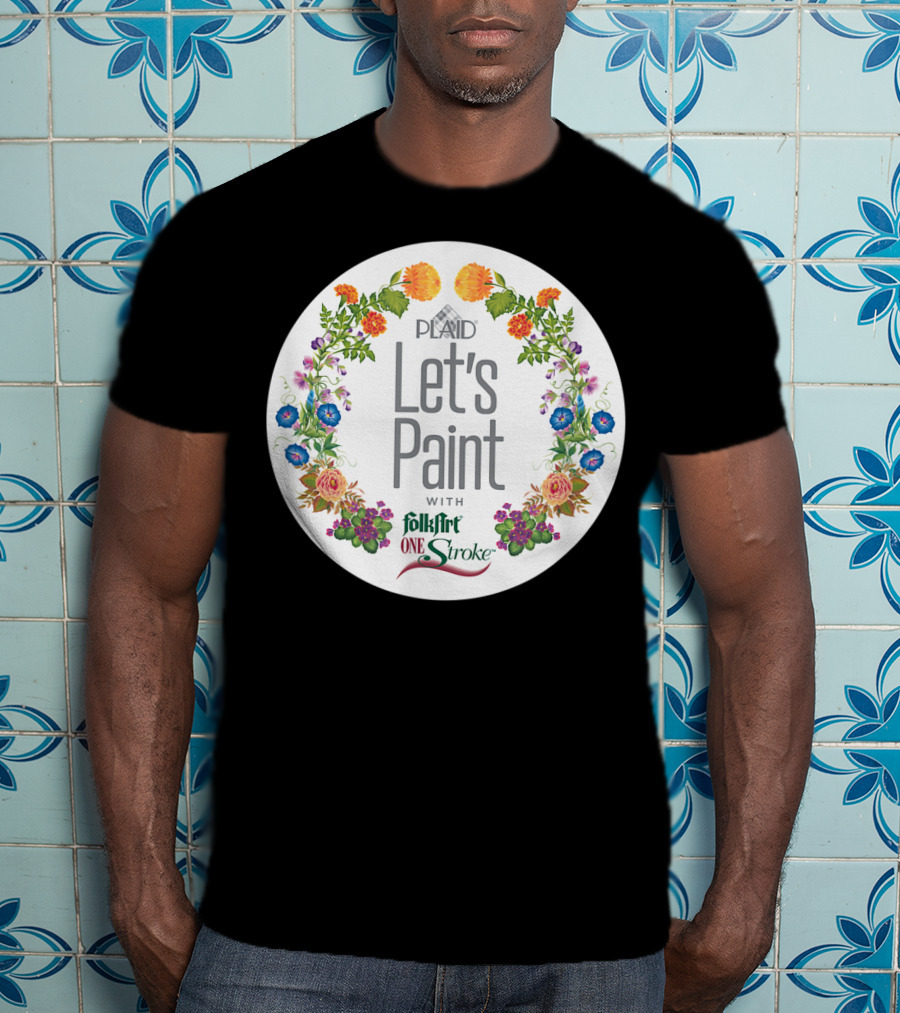 PLAID Let's Paint With FolkArt One Stroke Floral Circle T-Shirt