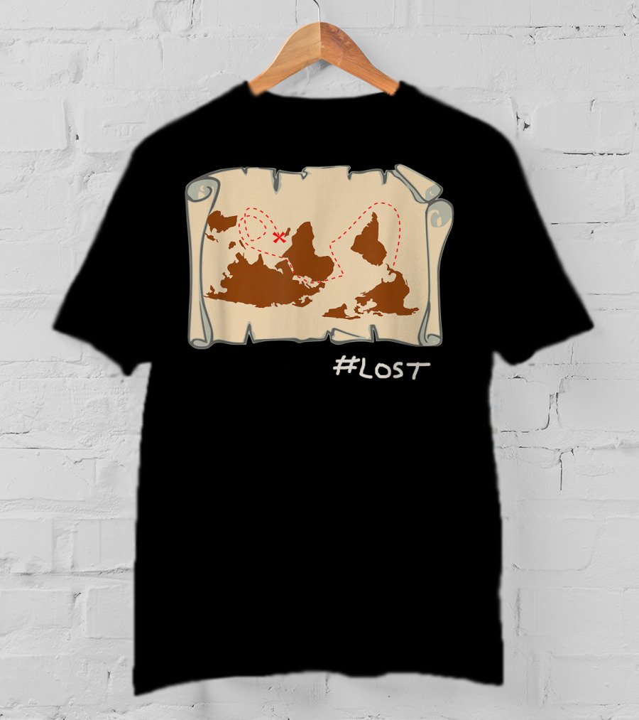 Upside Down Map With X Marks The Spot LOST T-Shirt