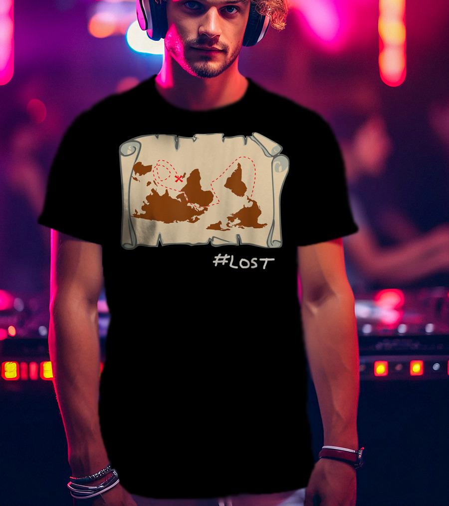 Upside Down Map With X Marks The Spot LOST T-Shirt