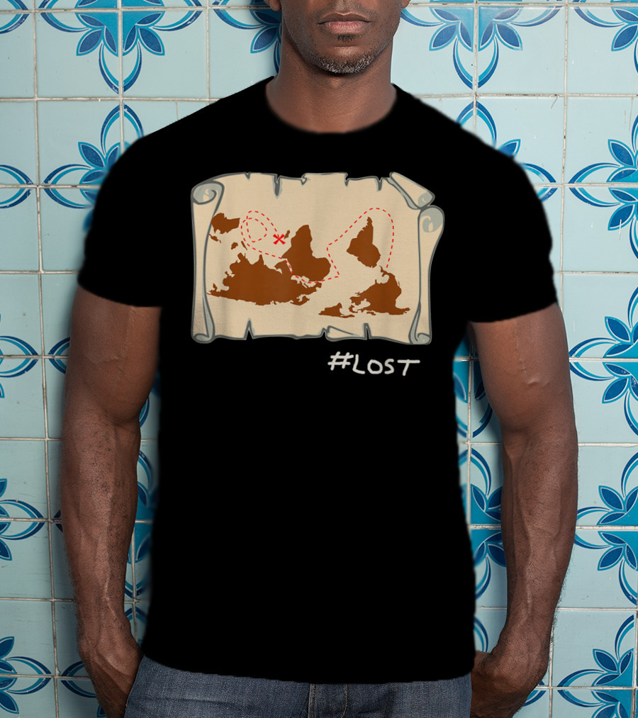 Upside Down Map With X Marks The Spot LOST T-Shirt