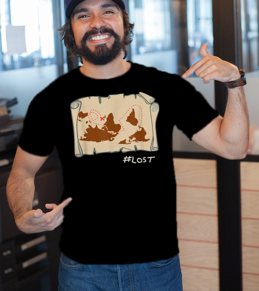 Upside Down Map With X Marks The Spot LOST T-Shirt