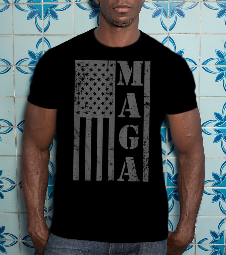 MAGA Distressed American Flag T-Shirt