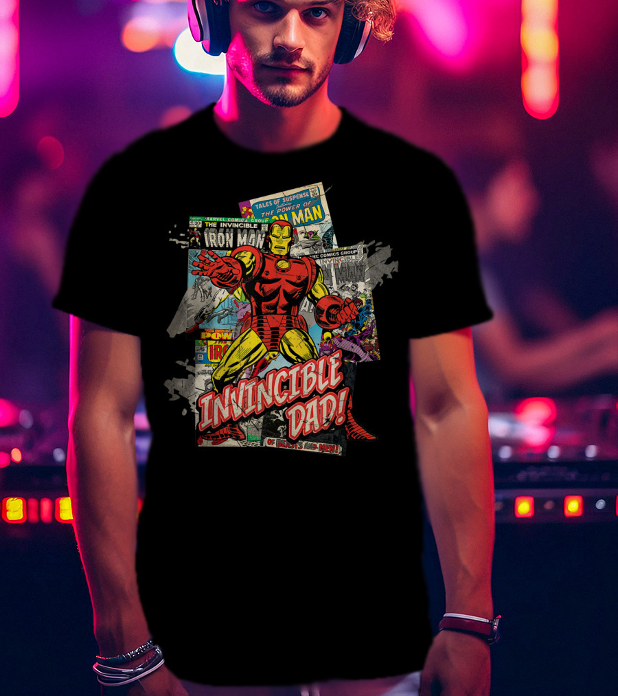 Marvel Iron Man Invincible Dad Of Heroes And Men Father's Day T-Shirt