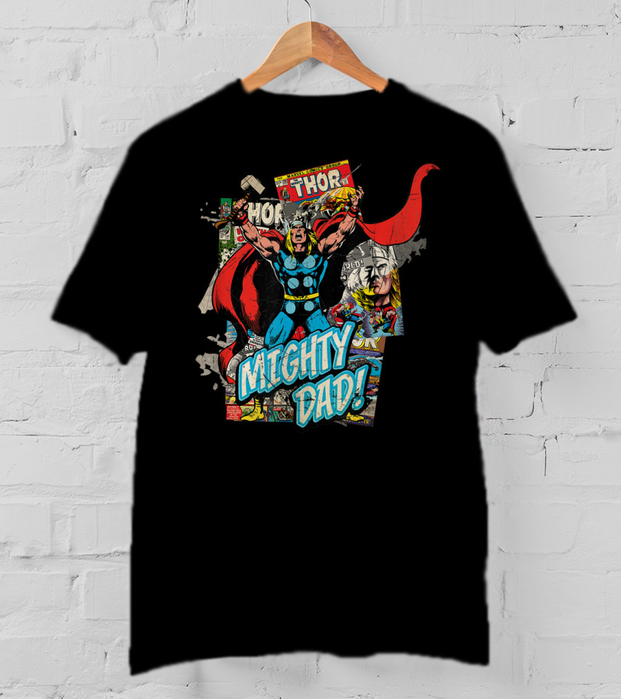 Mighty Dad Marvel Thor Comic Collage T-Shirt