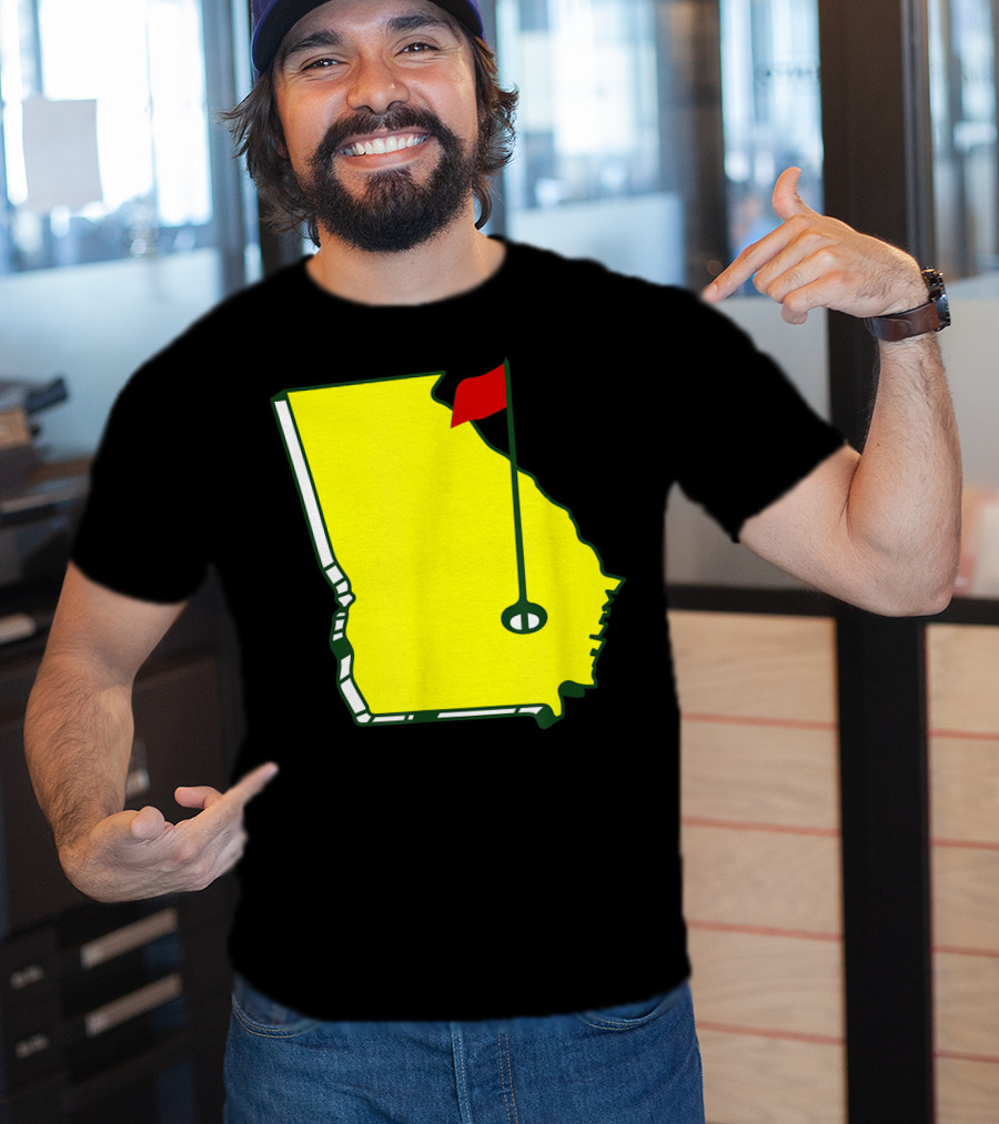 Master Golf Georgia State Map Red Flag T-Shirt