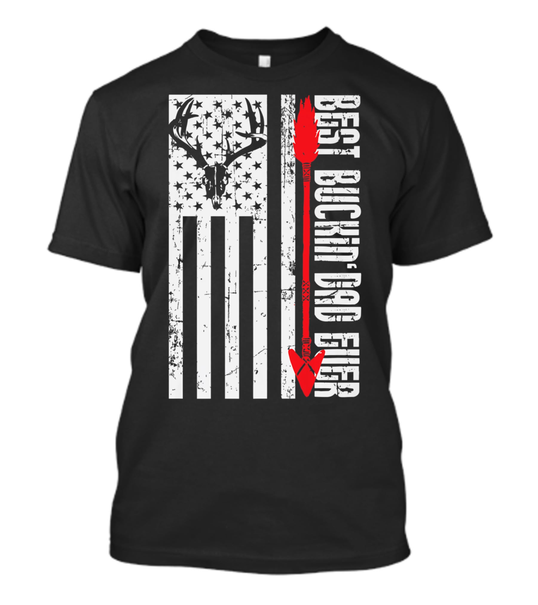 Best Buckin Dad Ever Flag Antlers Hunting Arrow T-Shirt