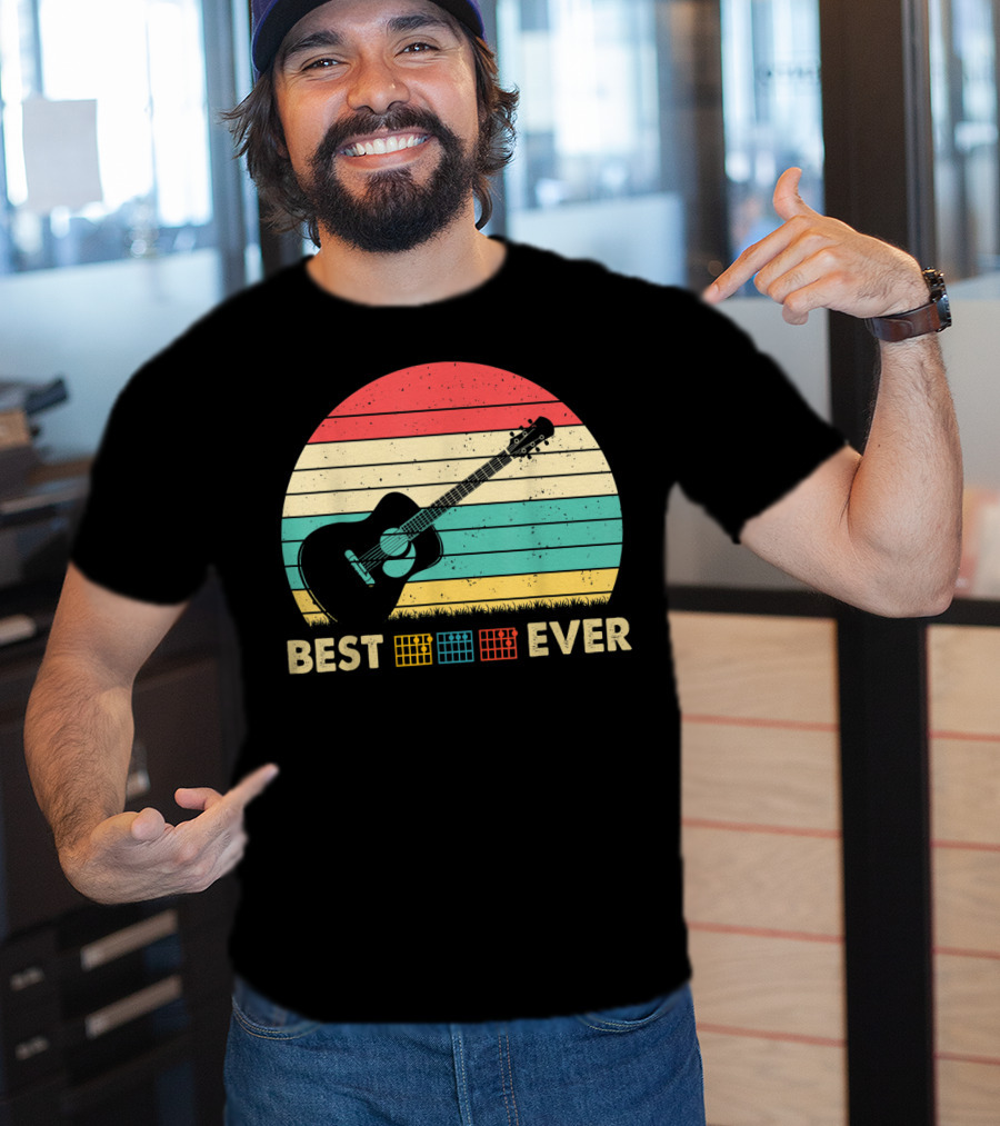 Mens Best Guitar Dad Ever Music Vintage T-Shirt