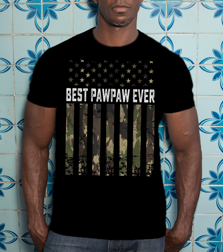 Best PawPaw Ever American Flag Camo Mens Fathers T-Shirt