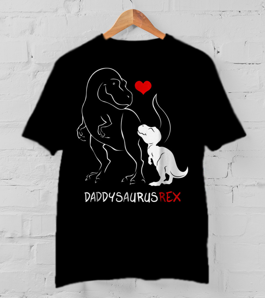 Daddysaurus Rex Dinosaur Heart Mens Daddy Saurus T-Shirt