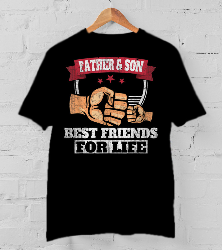 Father And Son Best Friends For Life Fist Bump Trio Stars T-Shirt