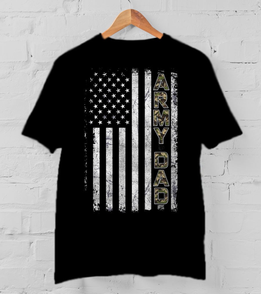 Proud Army Dad USA Flag Camo Stars Stripes T-Shirt