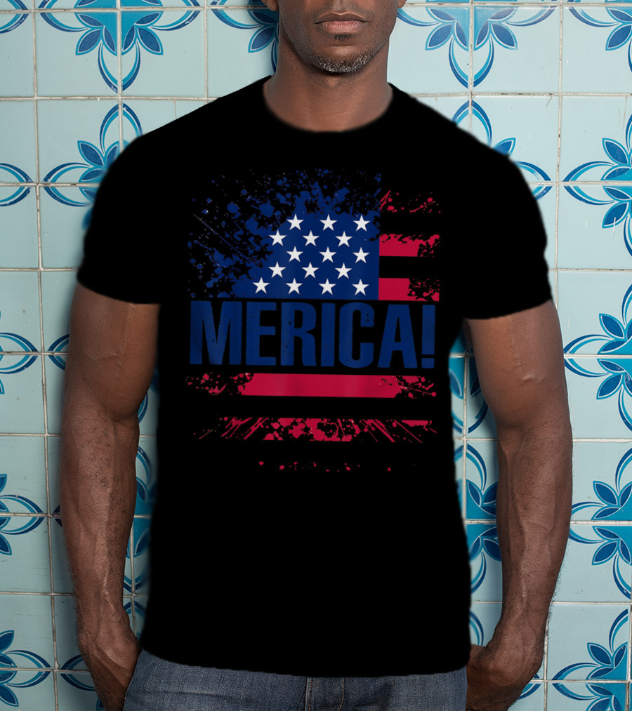 Merica USA Vintage Flag Stars And Stripes Merica T-Shirt