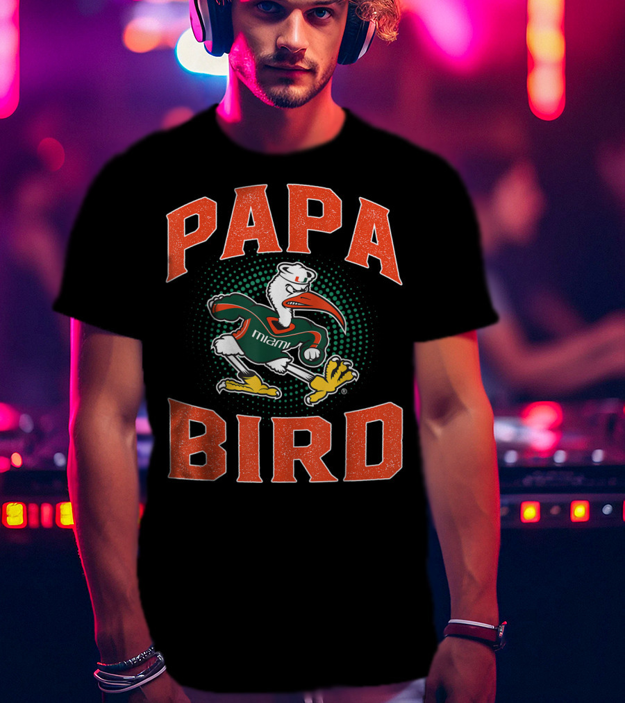 Papa Bird Miami Hurricanes Mascot T-Shirt