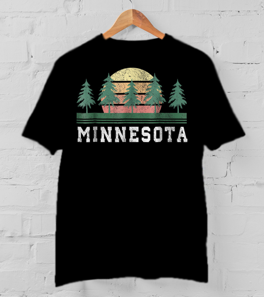 Minnesota Retro Sunset Trees T-Shirt