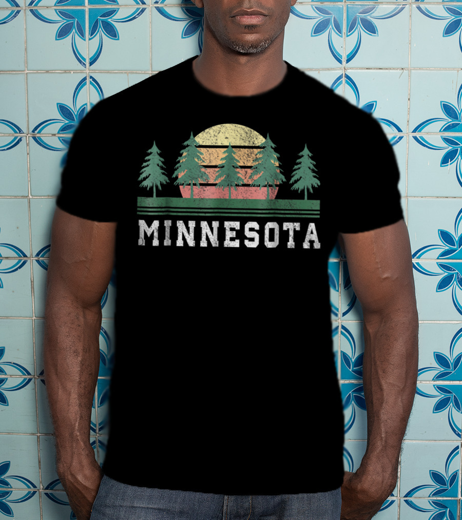 Minnesota Retro Sunset Trees T-Shirt