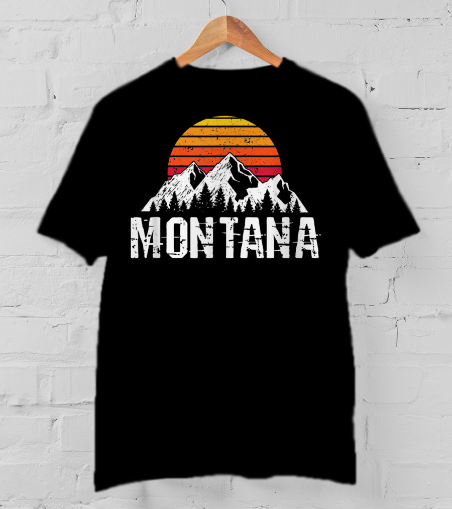 Montana Vintage Mountain Sun Retro Sunset Timberline T-Shirt