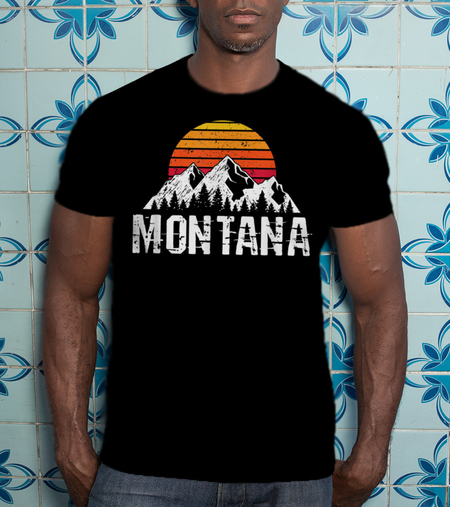 Montana Vintage Mountain Sun Retro Sunset Timberline T-Shirt