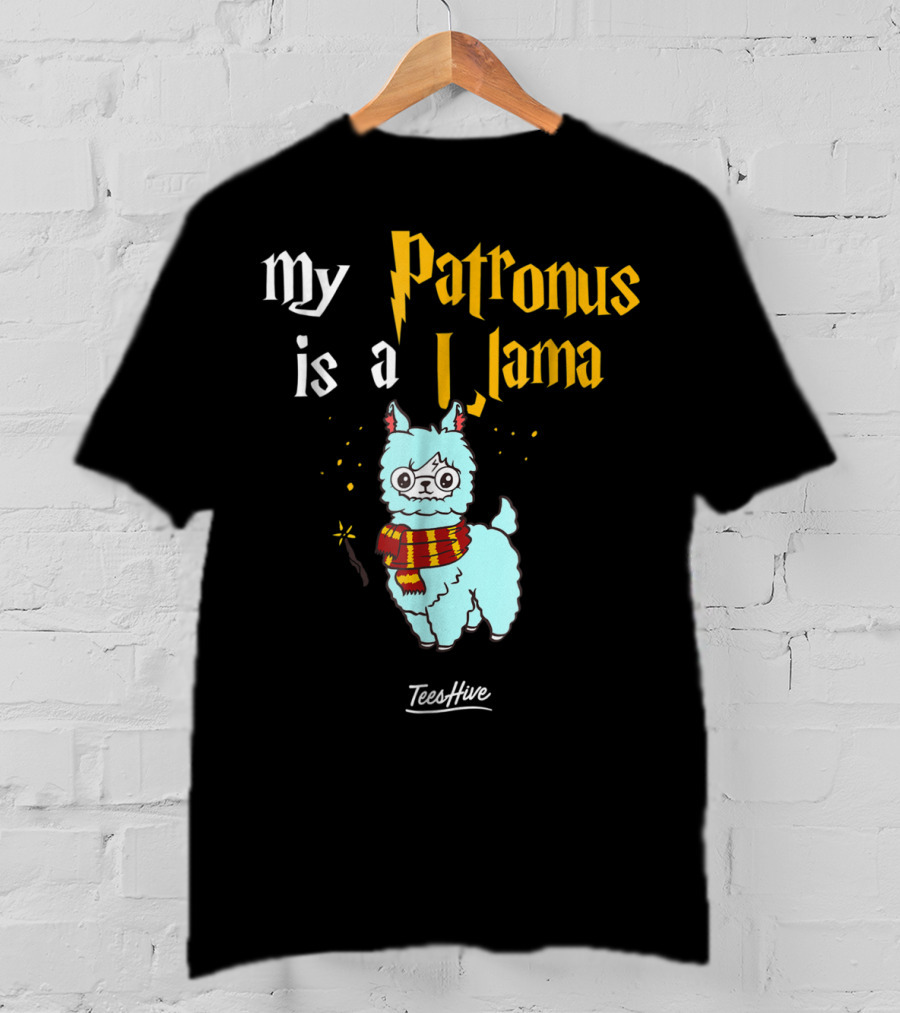 My Patronus Is A Llama Funny Llama Lover Magic Wand Scarf TeesHive T-Shirt