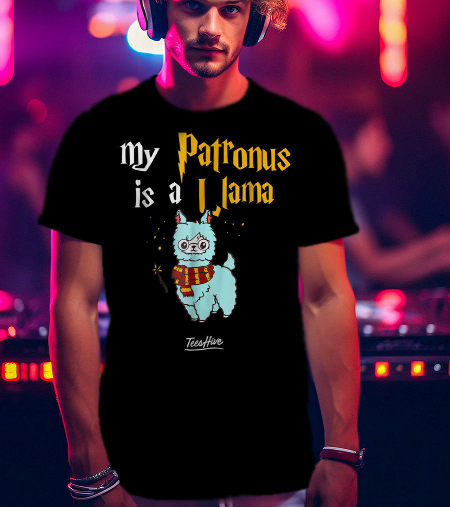 My Patronus Is A Llama Funny Llama Lover Magic Wand Scarf TeesHive T-Shirt