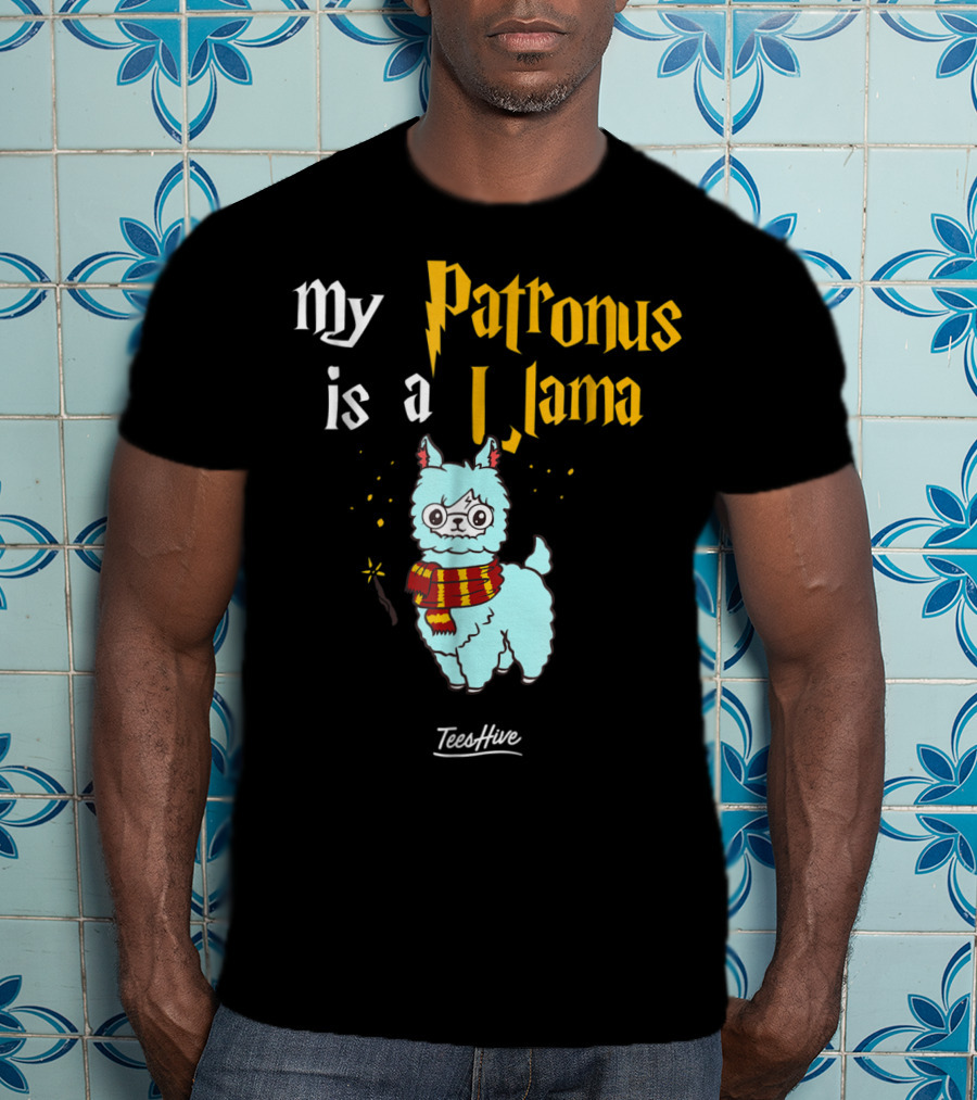 My Patronus Is A Llama Funny Llama Lover Magic Wand Scarf TeesHive T-Shirt
